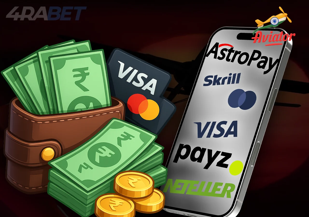 List of payment options on the mobile screen